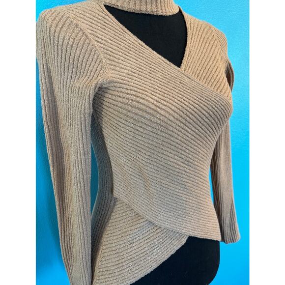 NWOT ASTR the Label Ribbed Knit Mock-T Sweater, Cross Back L/S Nice Stretch S - Picture 5 of 9